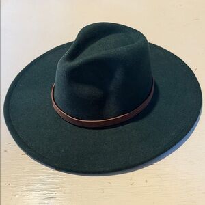 Dark Green Fedora Hat with Brown Band